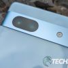 The rear camera bump on the Google Pixel 7a Android smartphone