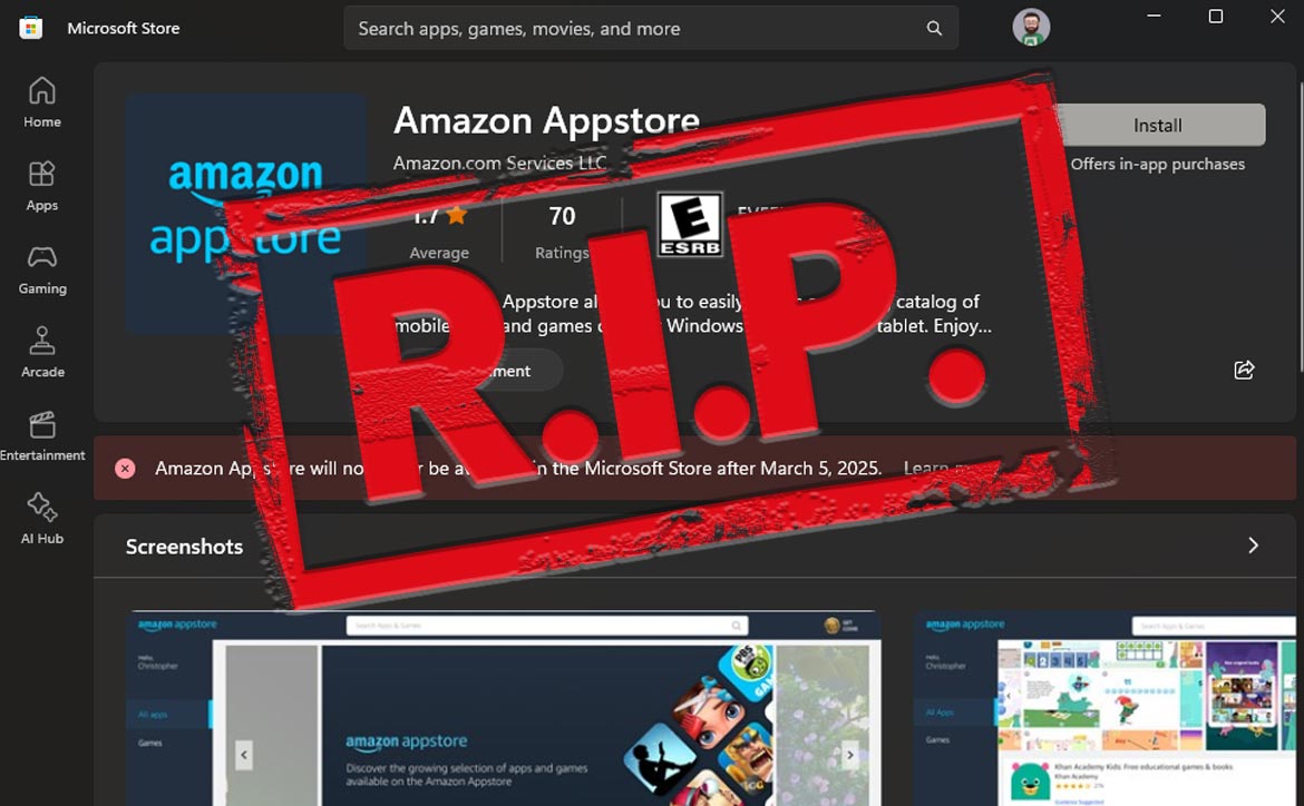 Amazon Appstore Windows Subsystem for Android