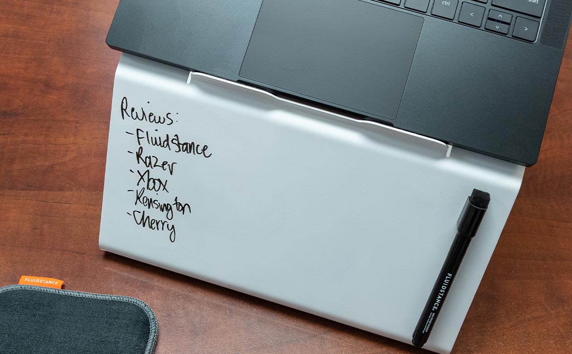 Fluidstance Lift laptop riser and whiteboard