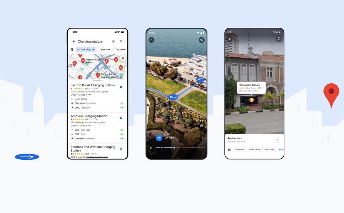 New Google Maps features: AI-powered Immersive View, Lens for Maps, updated EV information