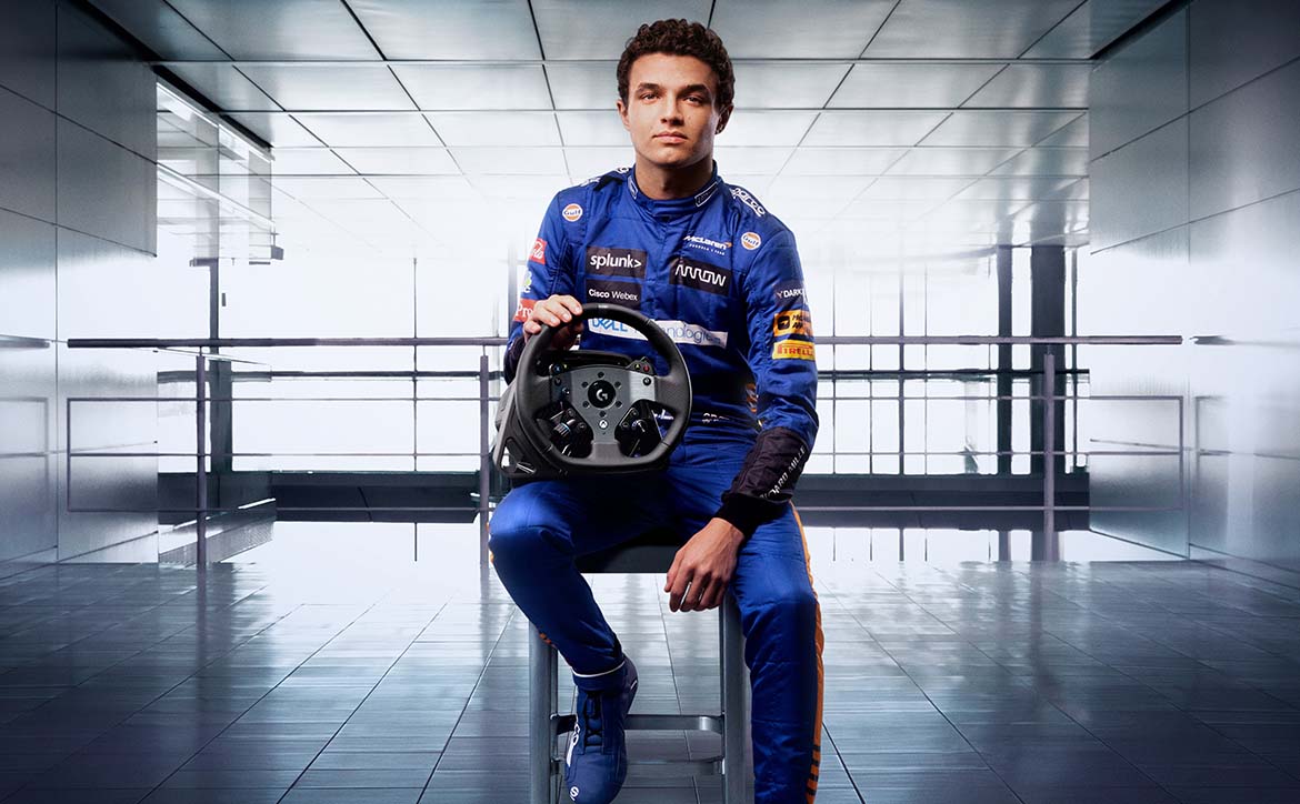 The Logitech G Pro Racing Wheel with Lando Norris, McLaren F1 racer