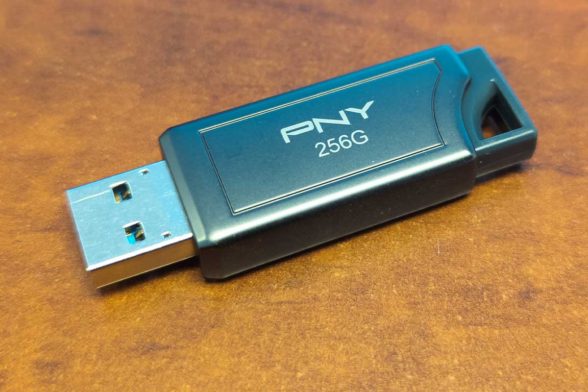 The PNY PRO Elite V2 USB 3.2 Gen 2 Flash Drive with USB-A connector extended