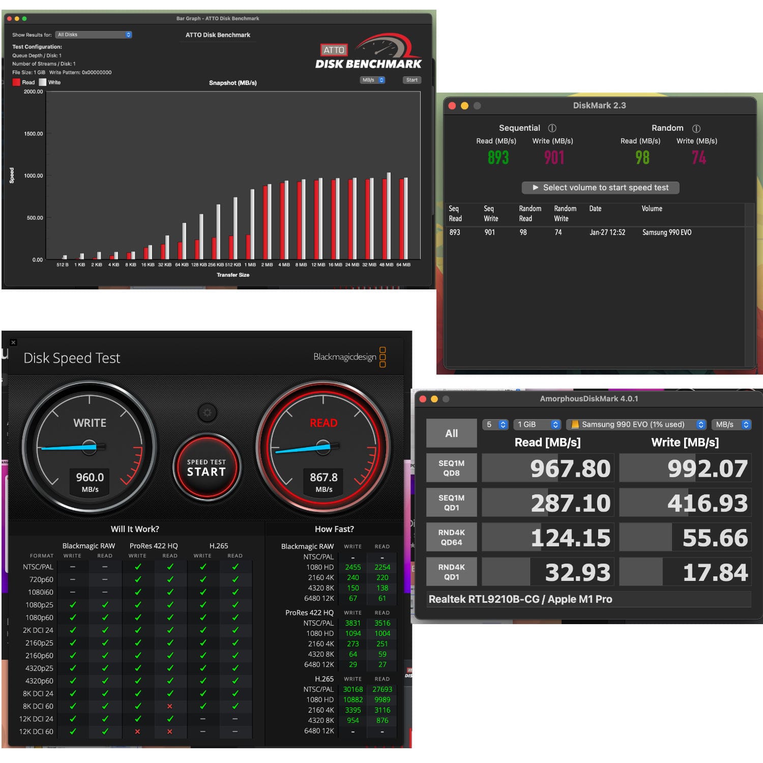 Samsung 990 EVO SSD Bench