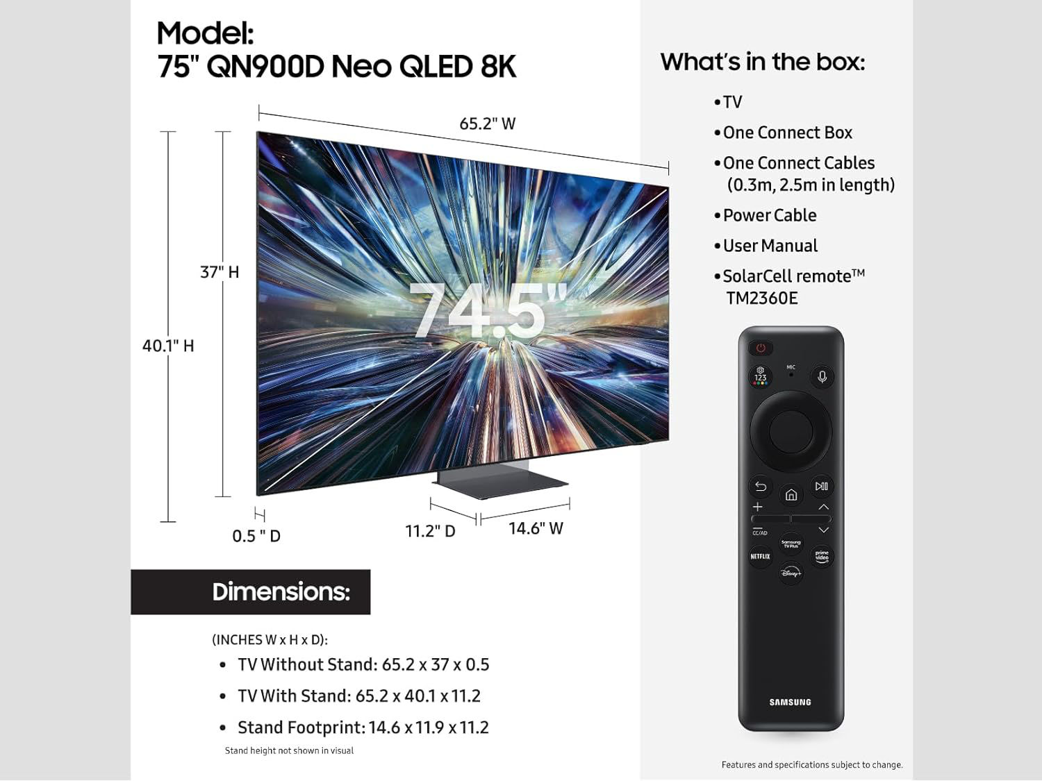 Samsung QN900D Specs